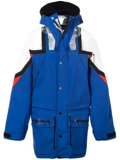 Maison Margiela Pvc-panelled Technical Jacket In Blue