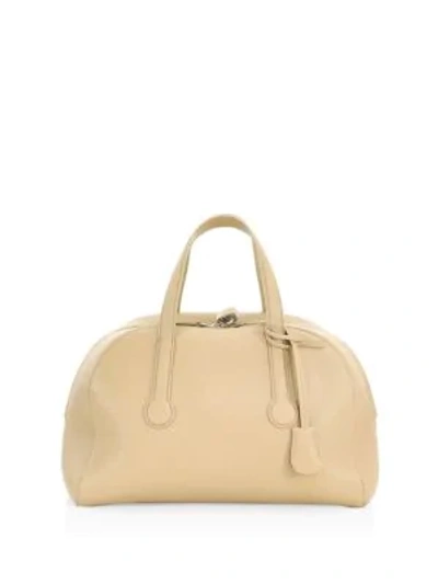 The Row Women's Sporty Bowler Leather Bag In Light Camel