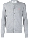 Comme Des Garçons Play Play Cotton Cardigan In Grey