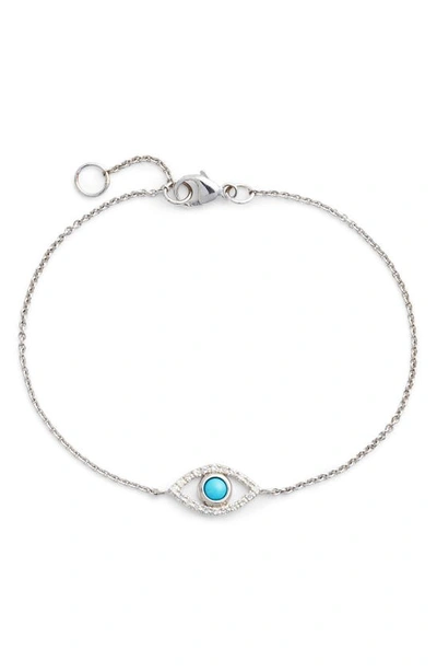 Anzie Evil Eye Turquoise Bracelet In Silver/ Blue