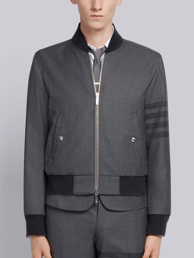 Thom Browne 4-bar Ribbed Knit Blouson Jacket In Grey
