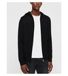 Allsaints Wells Waffle-knit Cotton Hoody In Black