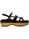 Marni Satin And Patent-leather Platform Sandals In Black