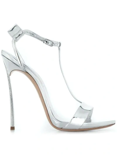Casadei T-bar Stiletto Sandals In Silver