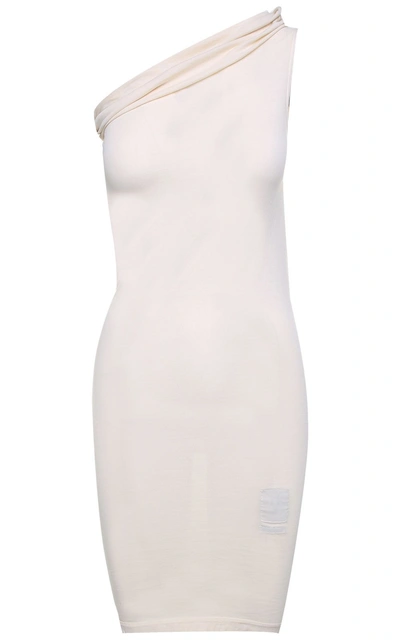 Rick Owens Asymmetric Cotton-jersey Dress In Bianco