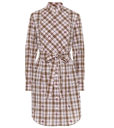 Burberry Cotton Check Shirt Dress In Pink