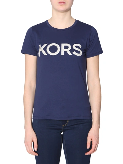 Michael Michael Kors T-shirt With Punched Logo In Blu