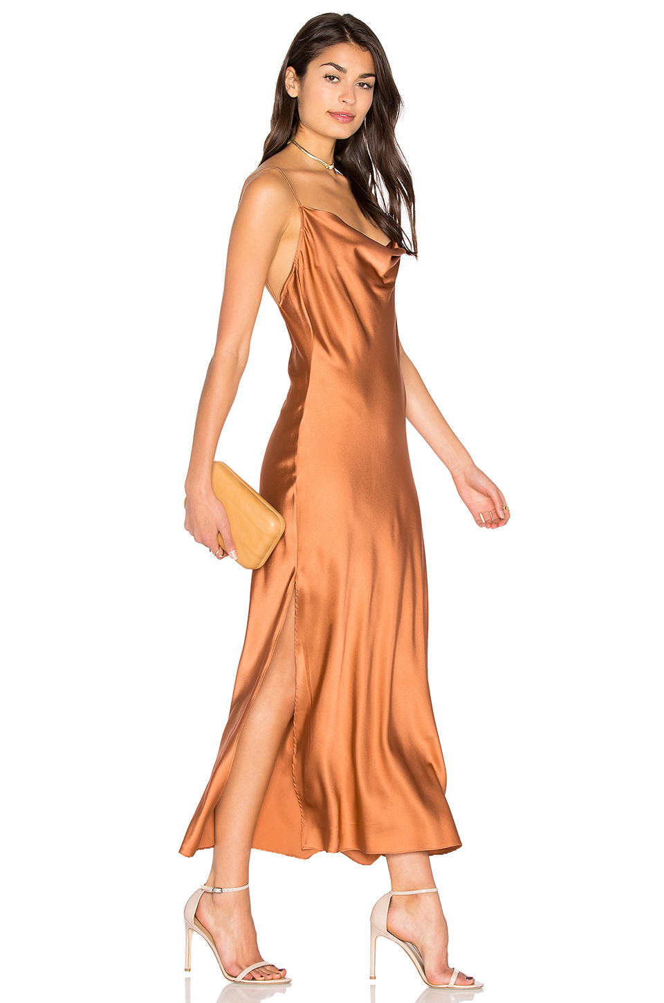 bronze silk dress