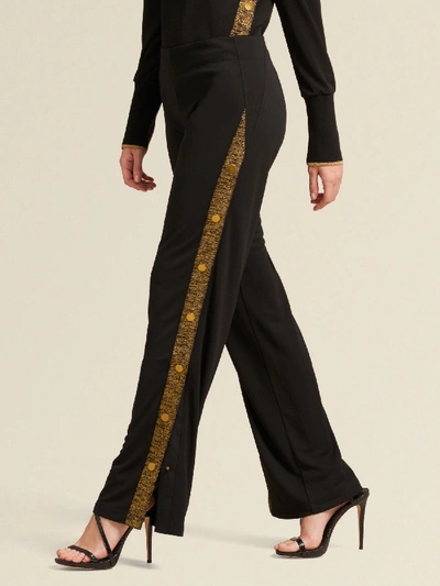 Donna Karan New York Metallic Striped Pants In Black