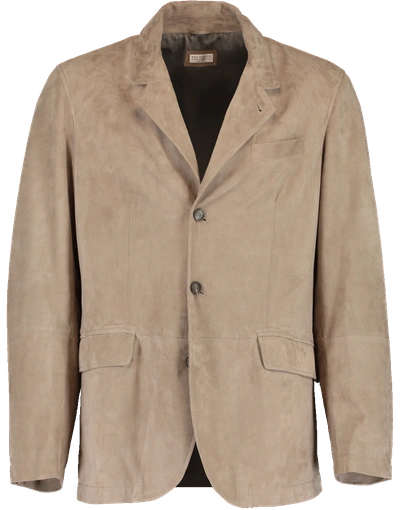 Brunello Cucinelli Suede Sport Coat In Taupe