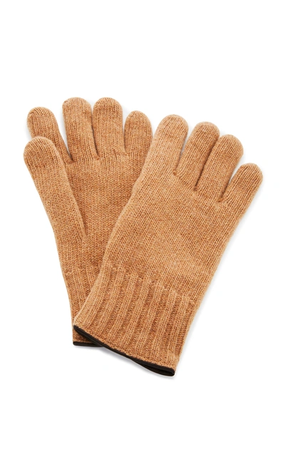 Labonia Leather-paneled Cashmere Gloves In Brown