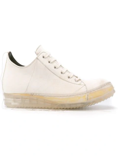 Rick Owens Babel No Cap Low Milk And Cream Calf Leather Sneakers In Beige