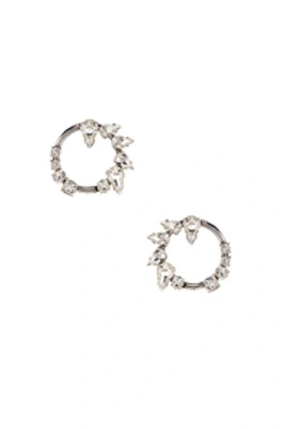 Saint Laurent Crystal-embellished Hoop-drop Earrings In Palladium & Crystal
