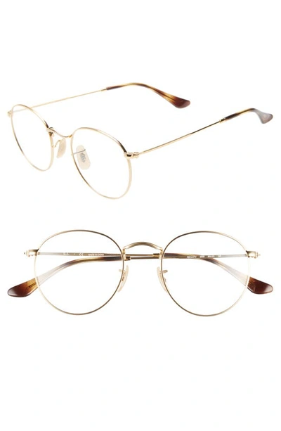 Ray Ban 50mm Round Optical Glasses - Gold