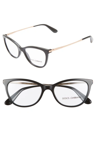 Dolce & Gabbana 52mm Optical Glasses In Black/ Gold