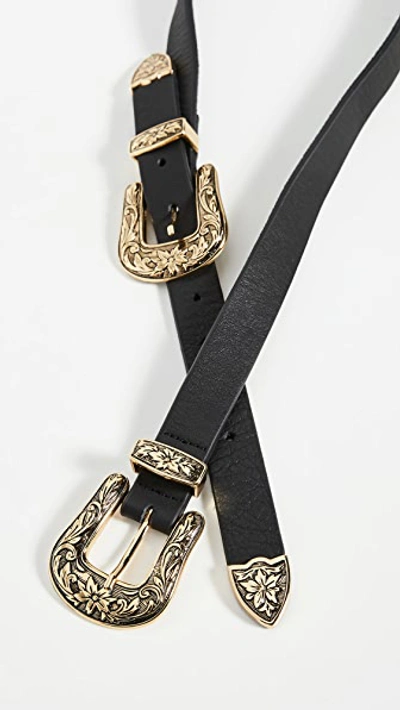 B-low The Belt Bri Bri Double Buckle Leather Belt In Black Gold