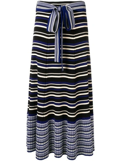3.1 Phillip Lim / フィリップ リム Striped Stretch-knit Jersey Midi Skirt In Navy