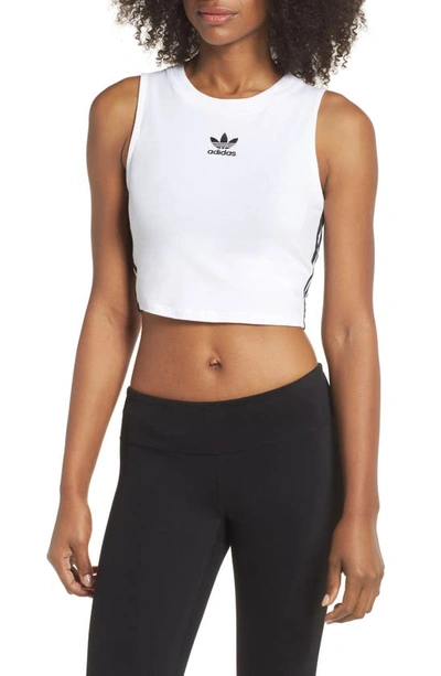 Adidas Originals Crop Tank In White/ Black