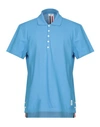 Thom Browne Polo Shirt In Pastel Blue