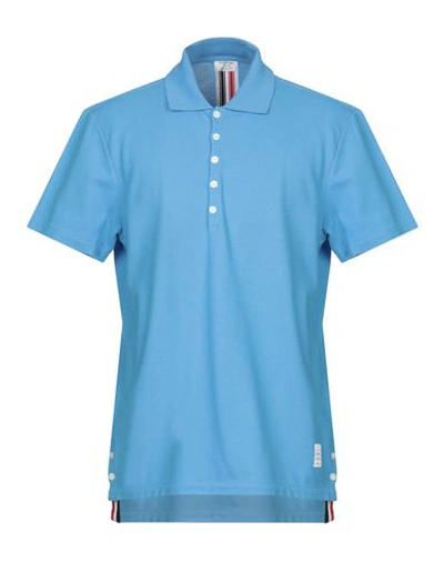 Thom Browne Polo Shirt In Pastel Blue