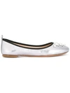 Marc Jacobs Cleo Metallic Studded Ballet Flats In Dark Silver