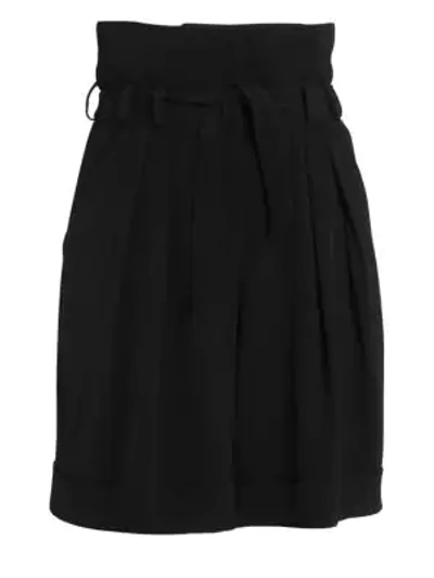 Balmain High Waist Crepe Bermuda Shorts In Black