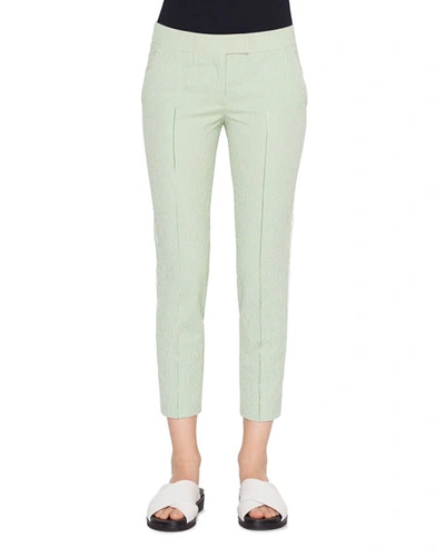 Akris Punto Frankie Cotton Seersucker Pants In Green/white