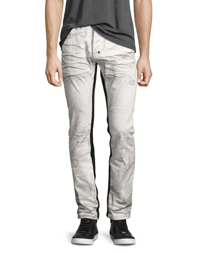 Prps Demon Binary Slim-straight Jeans With Tuxedo Stripe, White