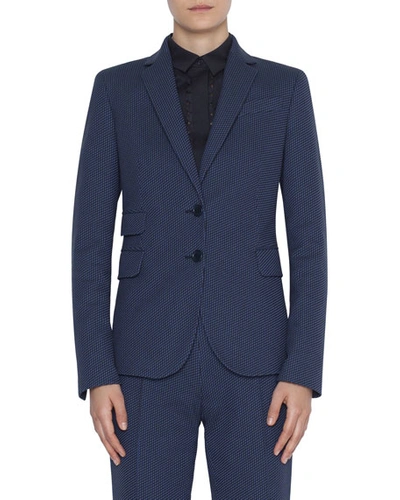 Akris Punto Dot-jacquard Stretch Cotton Blazer In Navy