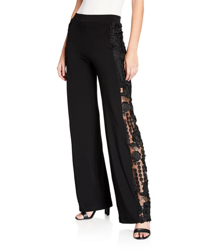 Anatomie Alexa Pull-on Jersey Pants W/ Lace Panel In Black