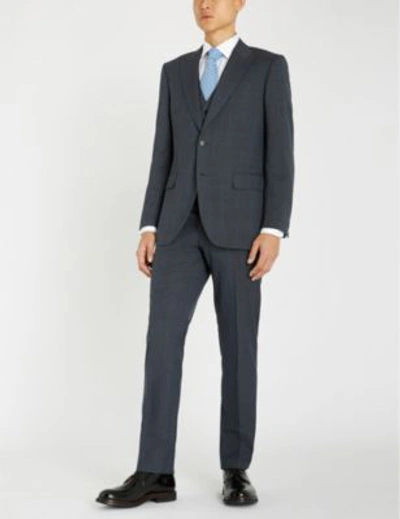 Gieves & Hawkes Sharkskin-patterned Regular-fit Wool Suit In Charcoal