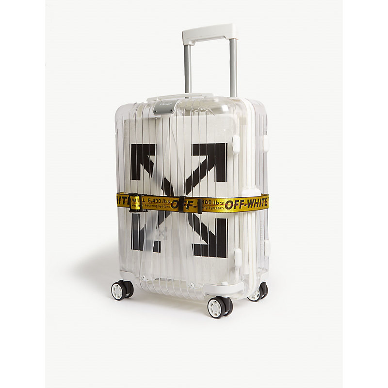 off white clear luggage