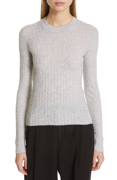 Vince Mixed-rib Cashmere Sweater In H Steel/ Off White