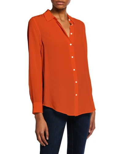Equipment Essential Button-down Long-sleeve Blouse In Citrouille