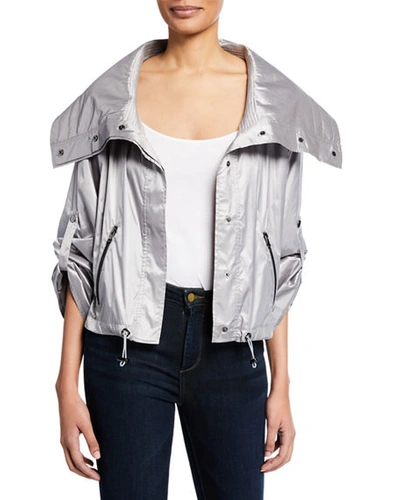 Anatomie Casey Metallic Cropped Jacket In Silver