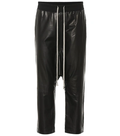 Rick Owens Cropped Leather Pants In Black
