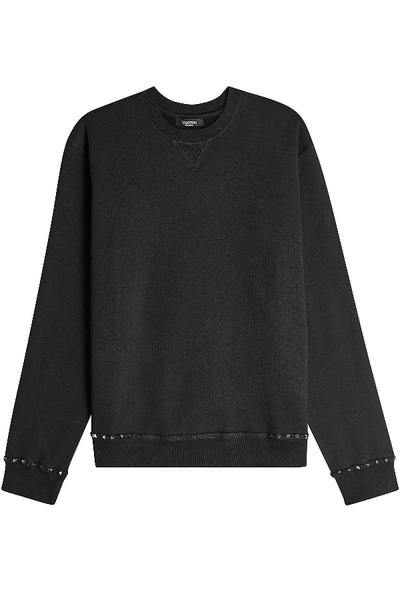 Valentino Rockstud Untitled Black Cotton Sweatshirt