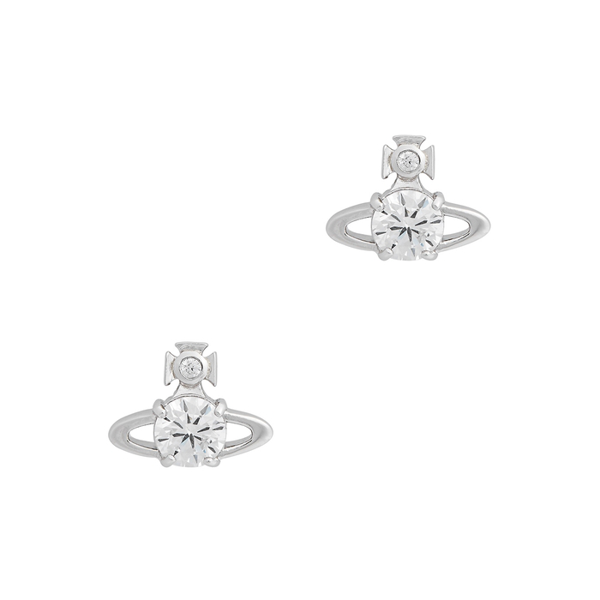 Vivienne Westwood Reina Crystal-embellished Stud Earrings In Silver