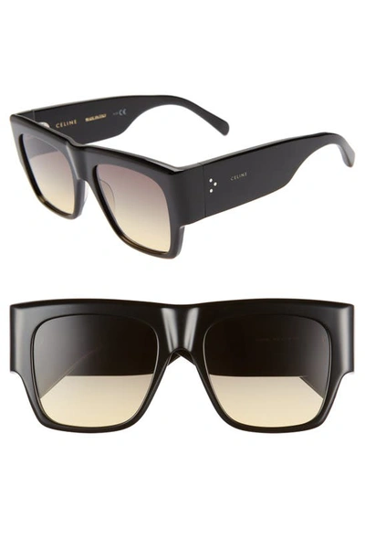 Celine 56mm Gradient Flat Top Sunglasses In Shiny Blck/yell Grey Grad