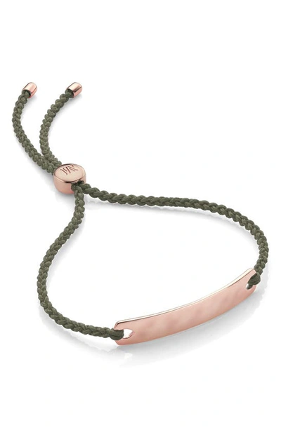 Monica Vinader Havana Mini Friendship Bracelet In Rose Gold/ Khaki