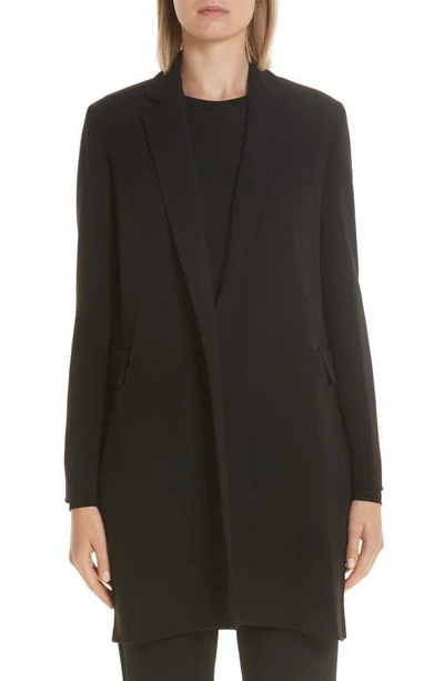 Max Mara Fauna Long Stretch Wool Jacket In Black