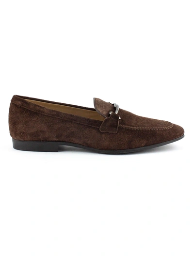 Tod's Moccasin In Brown Suede In Testa Di Moro