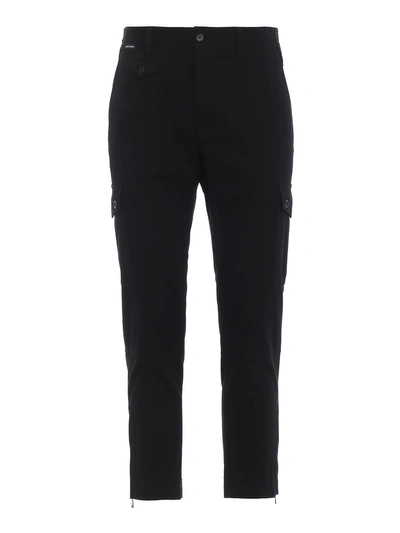 Dolce & Gabbana Cropped Cargo Trousers In Black