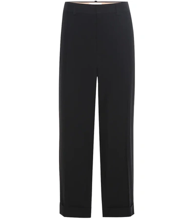 Chloé Cropped Stretch-wool Straight-leg Pants In Black