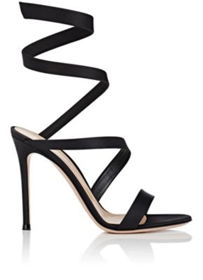 Gianvito Rossi Opera 100 Satin Sandals In Black