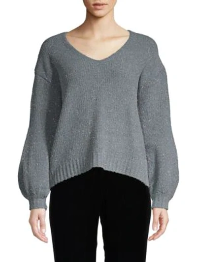 Zero Degrees Celsius High-low Sparkle Sweater In Grey Silver