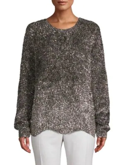Zero Degrees Celsius Textured Sparkle Sweater In Silver Multi