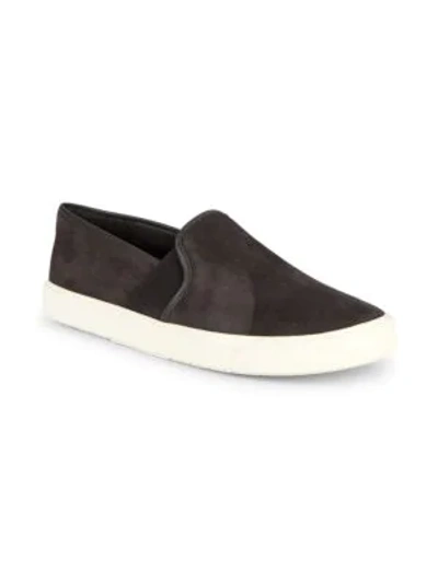 Vince Preston Suede Slip-on Sneakers In Pewter