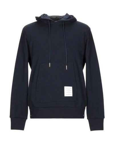 Thom Browne Hooded Sweatshirt In Dark Blue