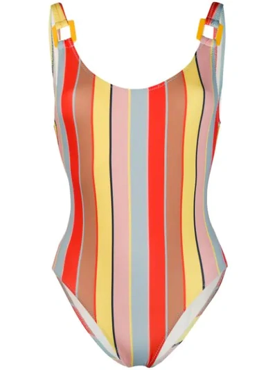Solid & Striped One-piece Swimsuits In Yellow